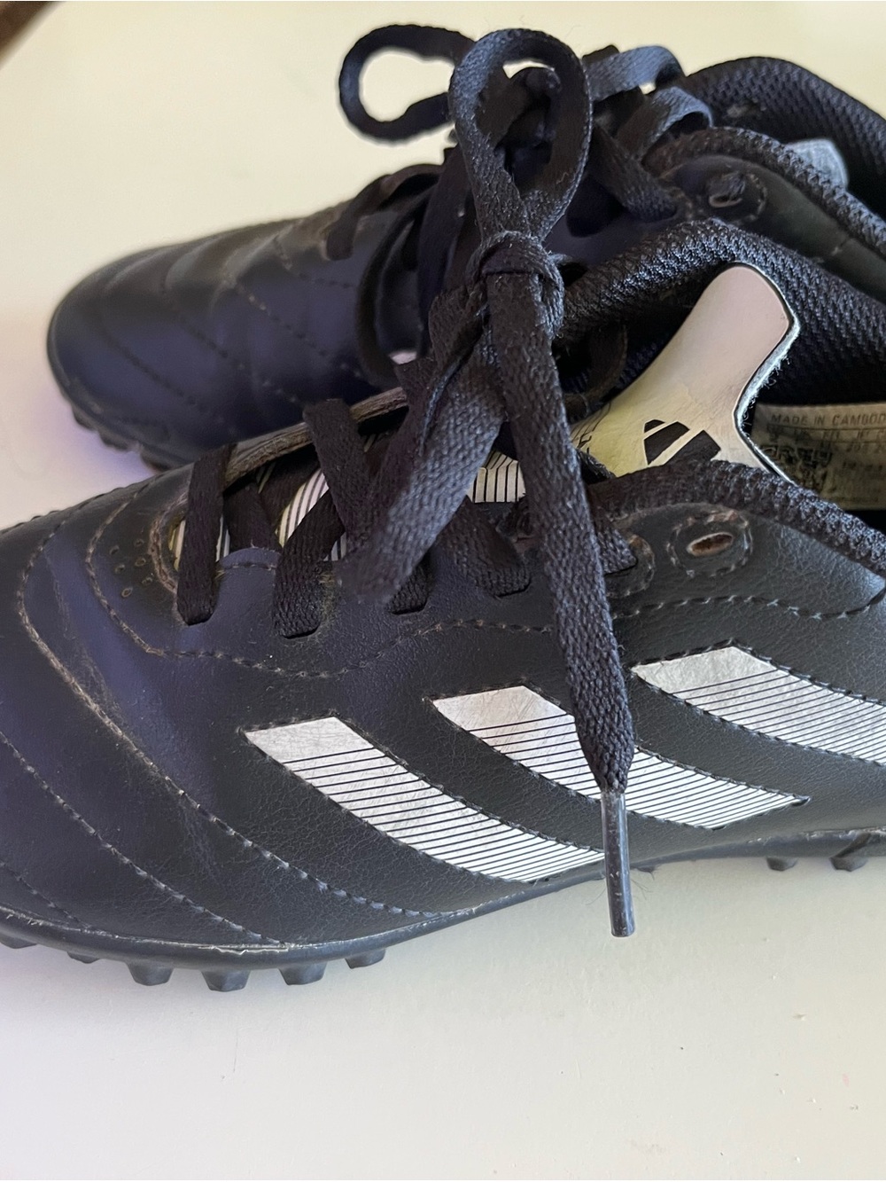 adidas Kids Black and White Soccer Sneakers
